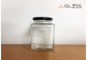 500 ML. Glass Bottle Cover Black - Wide Mouth Glass Jar, Cover Black (500 ml.)